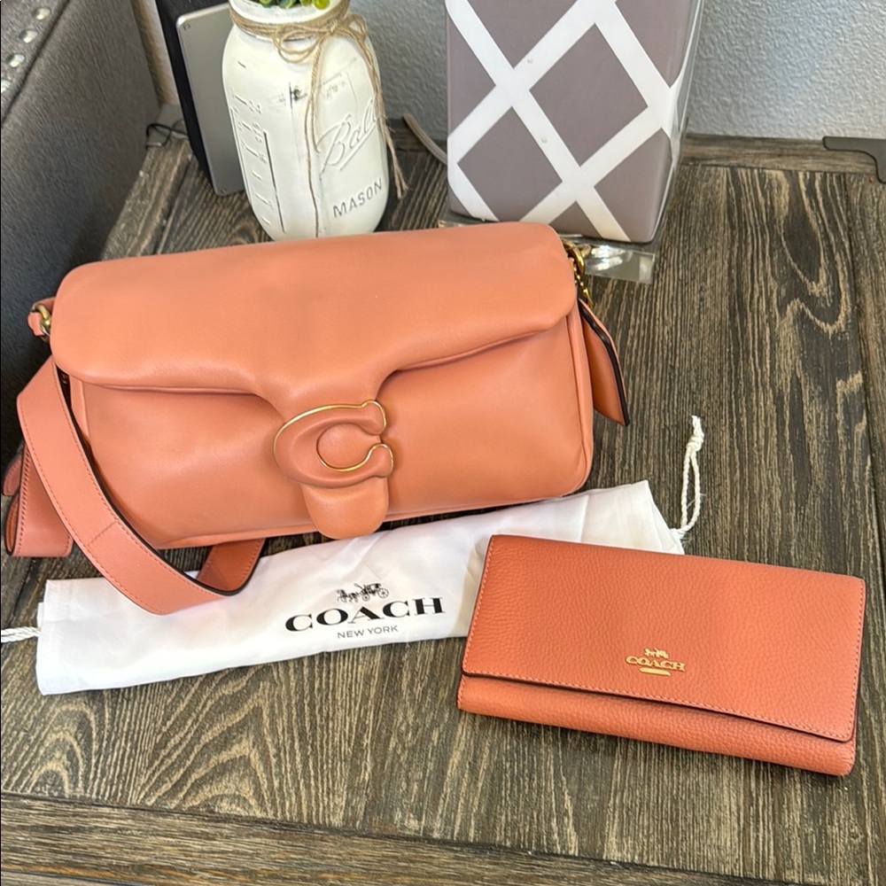 Coach Women's Pillow Tabby Shoulder Bag and Slim Trifold Wallet-Light Coral - Picture 4 of 16